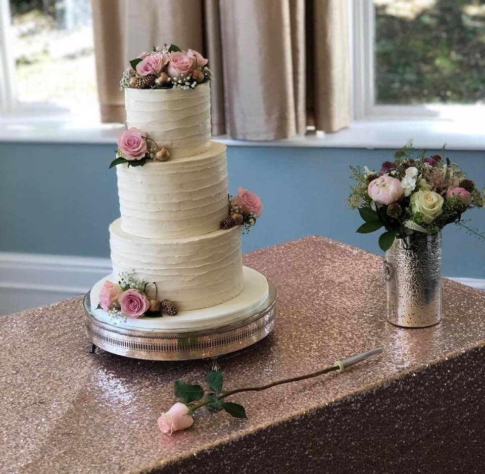 Rose gold sequin table cover