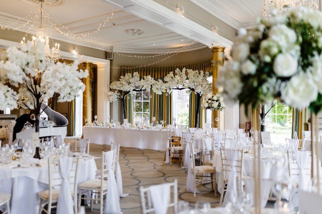 Ivory blossom tree canopy archway at Rudding Park Harrogate
